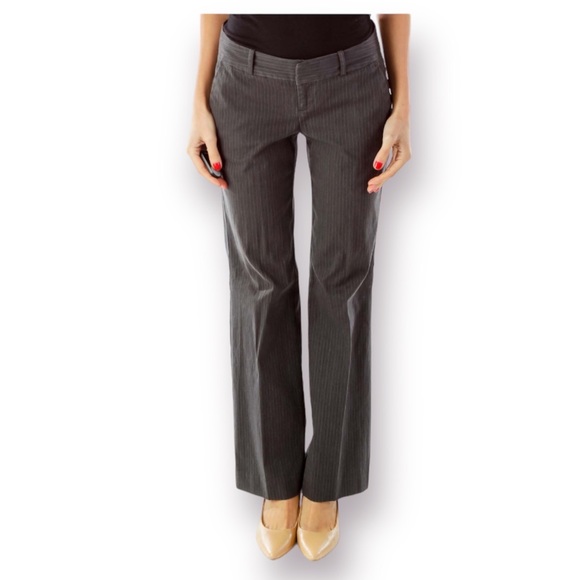 BANANA REPUBLIC Y2K Low Rise Flare Pinstripe Pants Grey Size 6 Petite - Picture 2 of 8